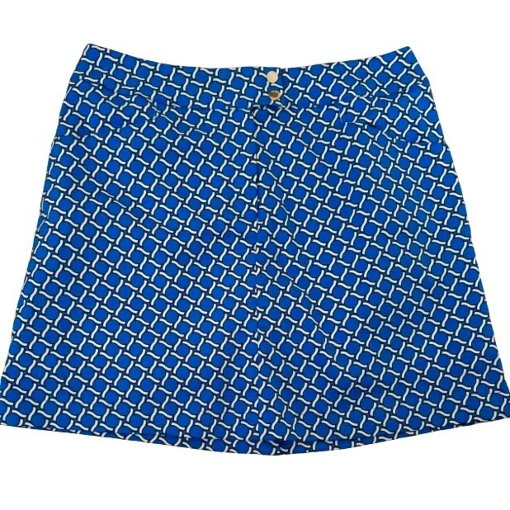 Tail blu geo prnt zp & snp tennis/golf skrt w 2 frnt pckts & under shrts SZ 8